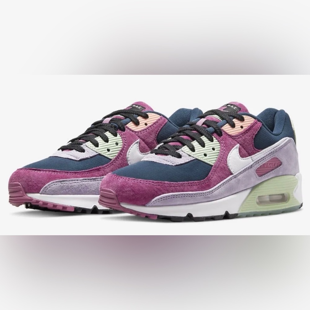 Nike Air Max 90 NRG Shoes Light Bordeaux Armory Navy DM0035-500 Men's Size 8.5.